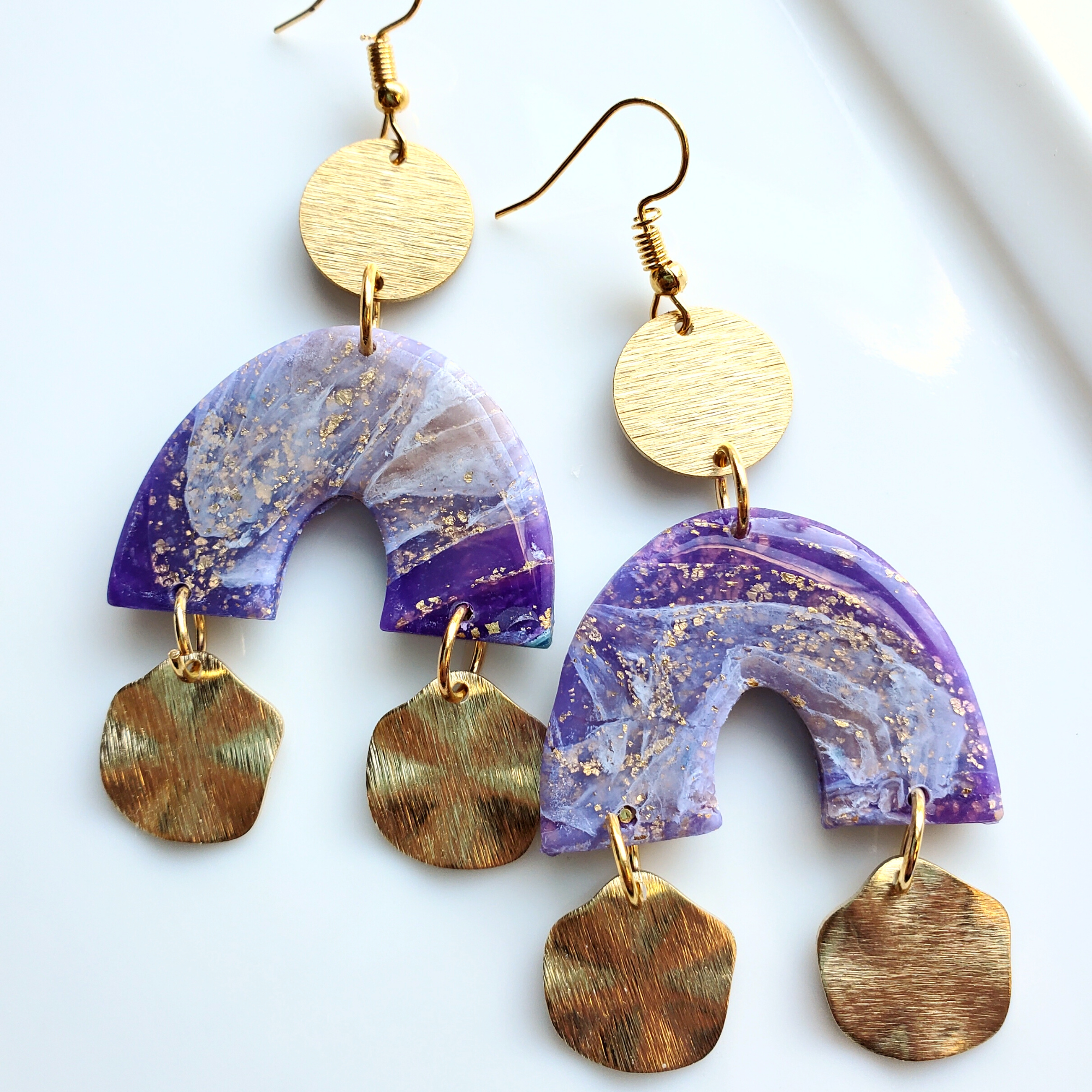 Agate Inspired Statement Earrings - Violet Arches (3 styles)
