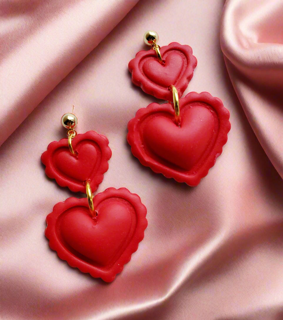 Valentine Heart Earrings - Bubble Statement Heart Earrings