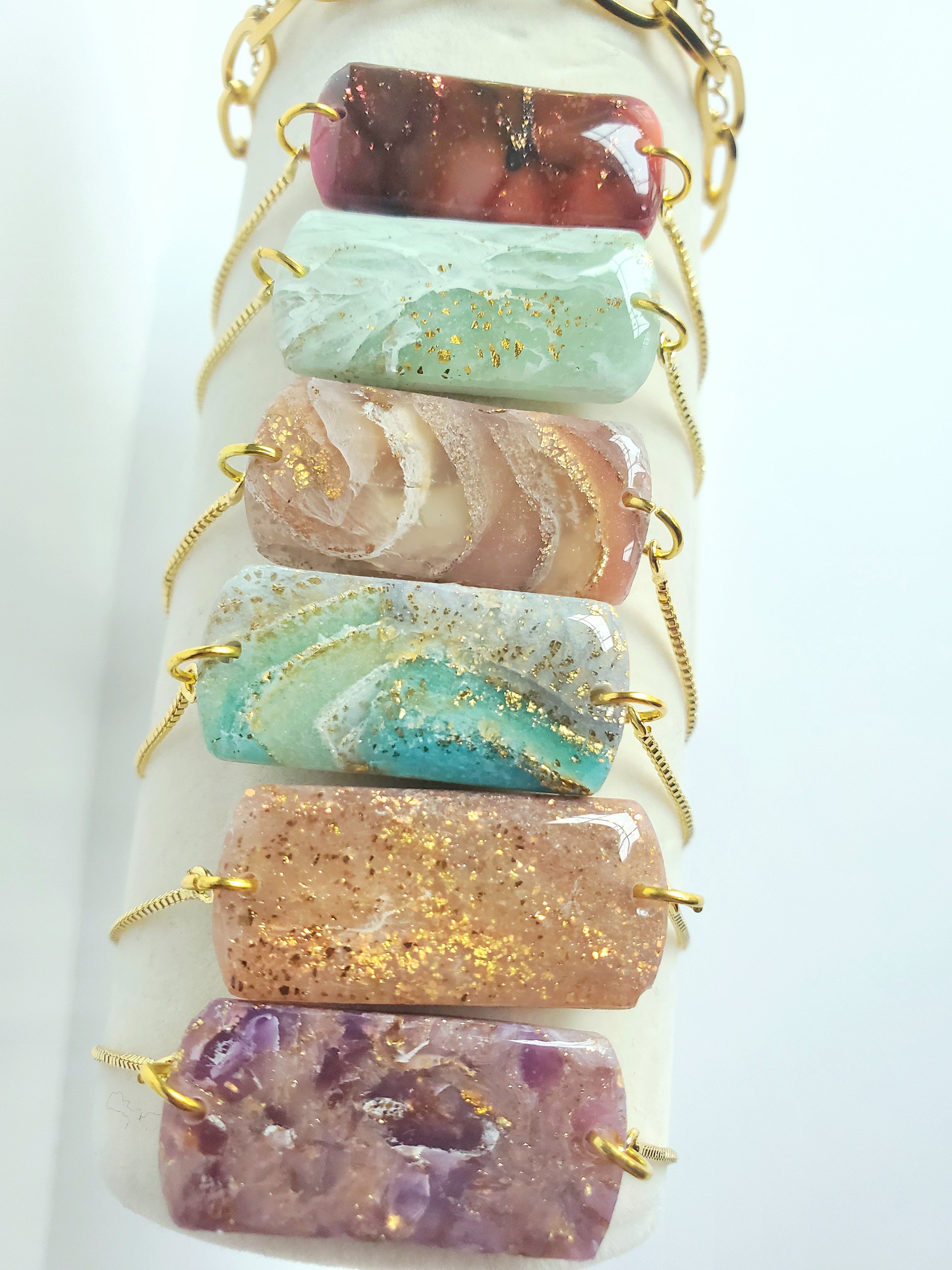 Nature Inspired Clay Pendant Bracelet