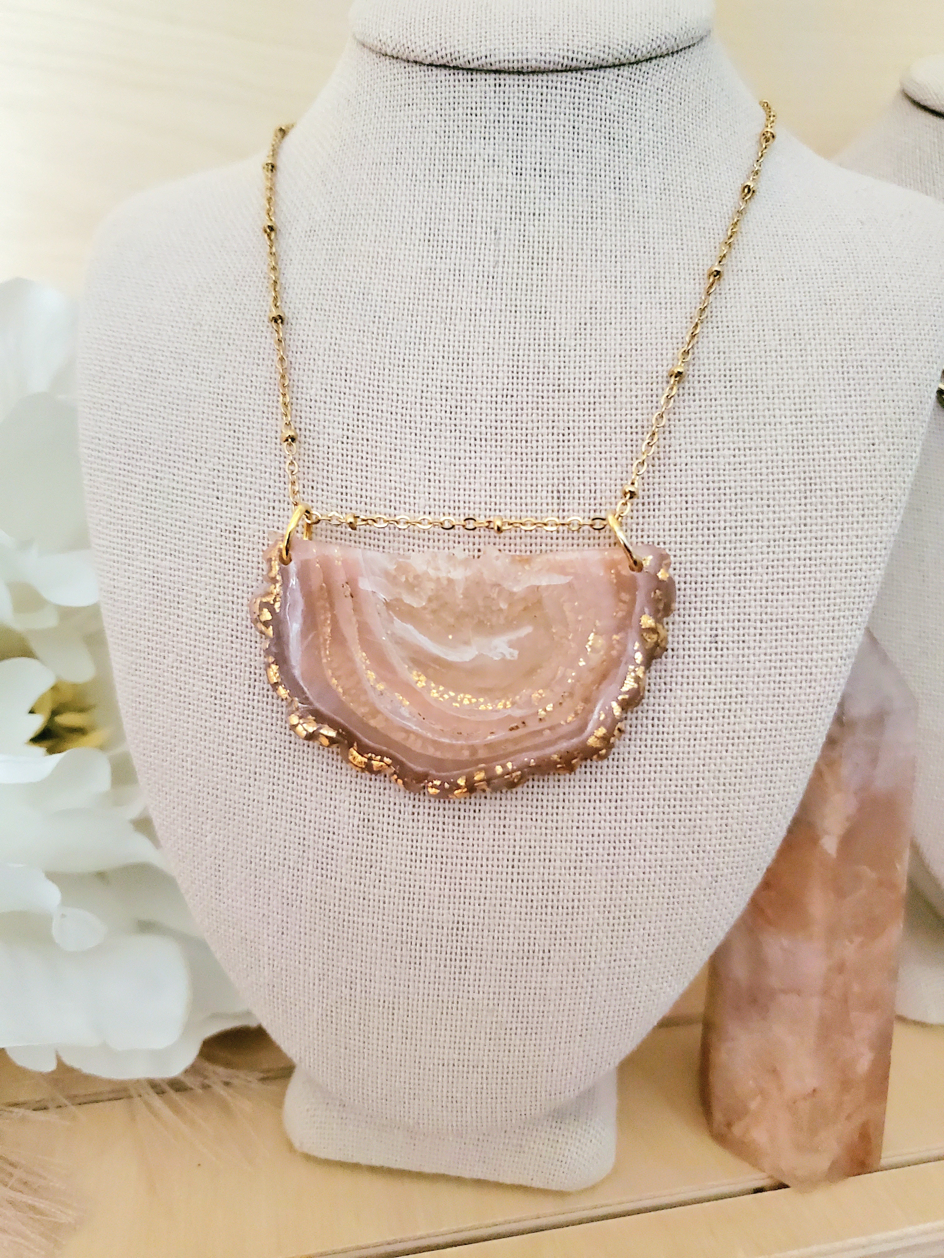 Blush Agate Inspired Necklace